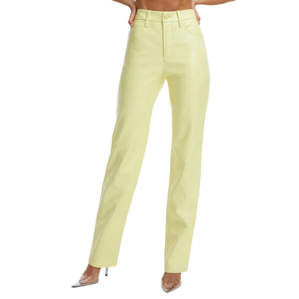 Good American Better Than Leather Good Icon Key Lime Textured Faux Leather Pants